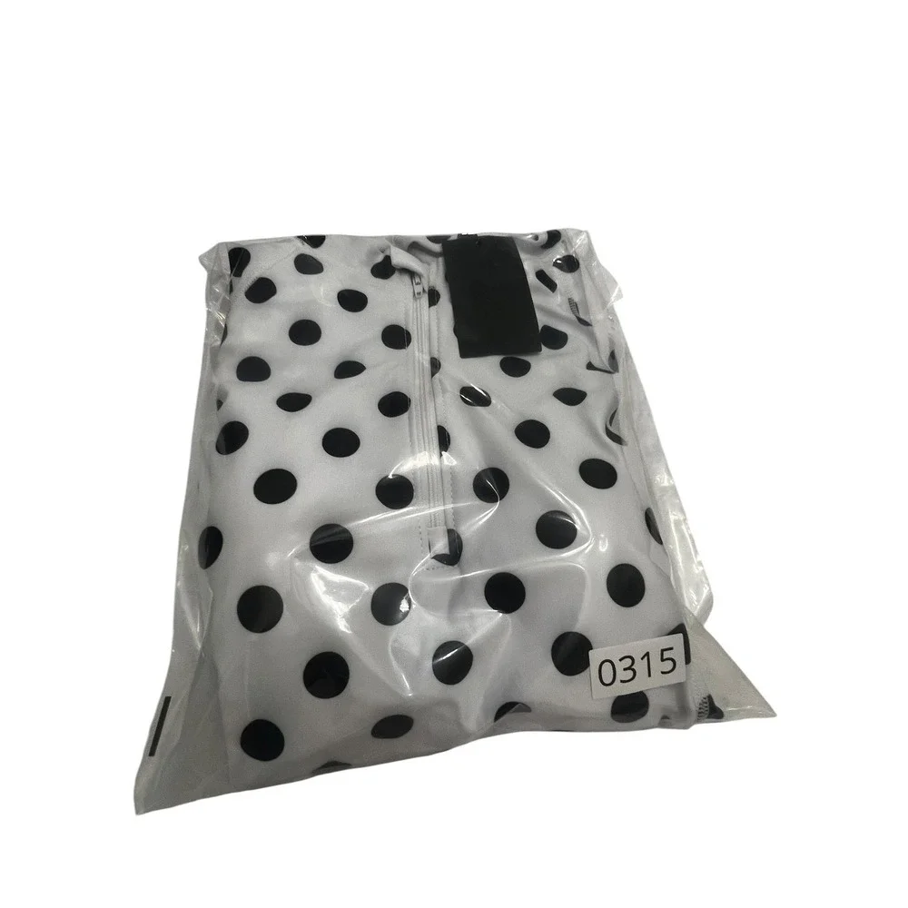 DACI Women QuarterZip Performance Pullover Polka Dot Long Sleeve Swim Top Medium
